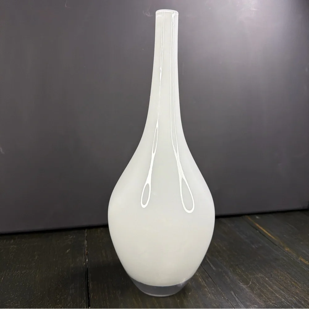Retired IKEA Salong White Glass 12”Vase
